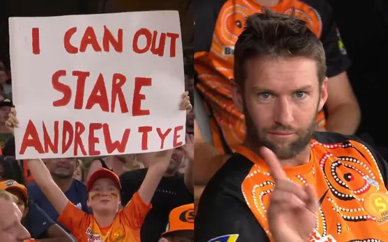 Watch: Andrew Tye's stare-down with fan steals the show during BBL match