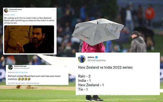 'Google pe weather report dekh liya karo series announce karne se pahle'- Fans lambast Indian Cricket Board after India- New Zealand 2nd ODI washout