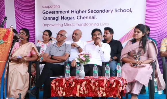 Dr V Irai Anbu inaugurating revamped Kannagi Nagar GHSS