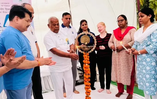 Union MSME Minister Jitan Ram Manjhi Marks International Day of Yoga in New Delhi