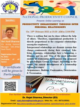 Productivity Enhancement Through Inter Personal Relationships Webinar by NPC
