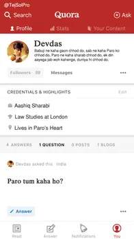 Bollywood characters on Quora