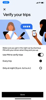 Uber PIN verification