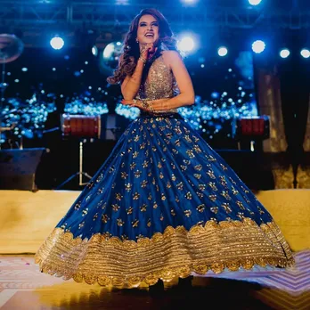 Mirror work blue lehenga