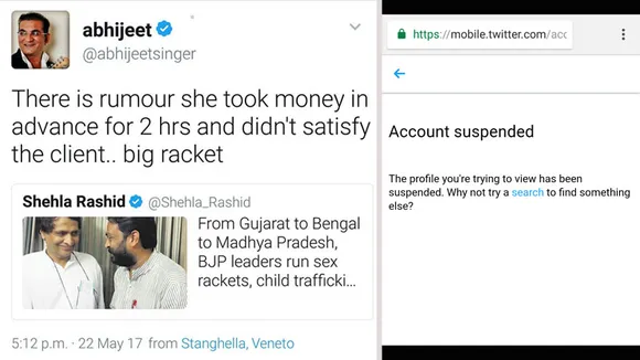 Abhijeet's Twitter account suspended following wildly offensive tweet
