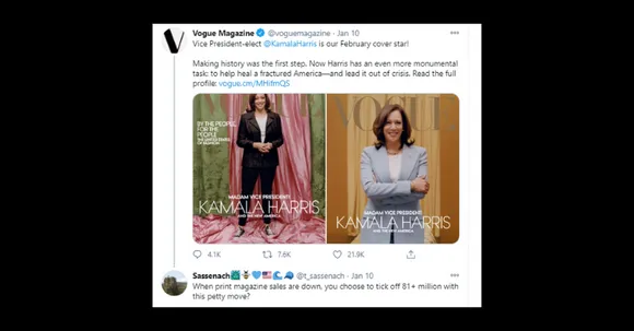 Vogue Magazine cover ft. the US VP-elect, Kamala Harris received backlash for being whitewashed