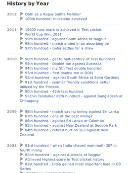 Sachin Facebook Page List of Centuries