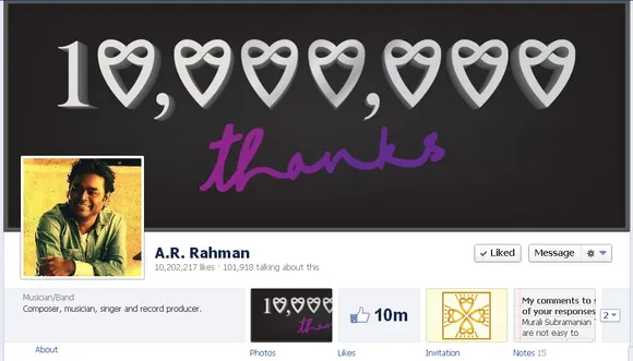 A.R Rahman 1 million fans