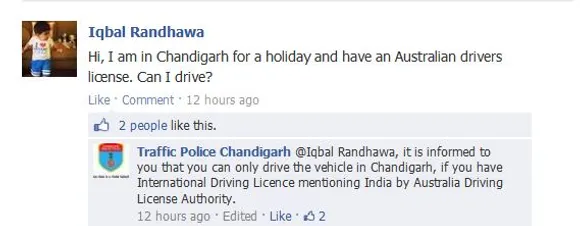 Chandigarh Traffic Police on Facebook