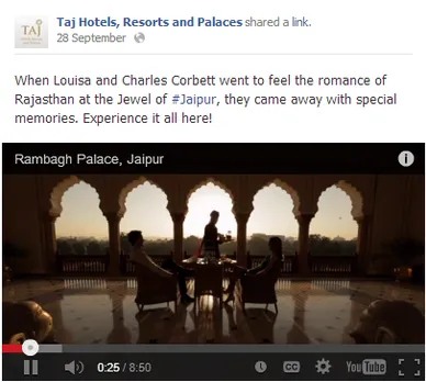 Taj Hotels, Resorts and Palaces facebook Post