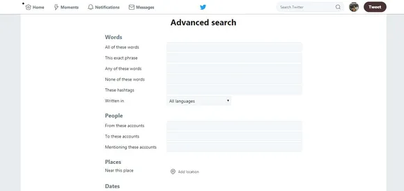 how to use Twitter Advanced Search