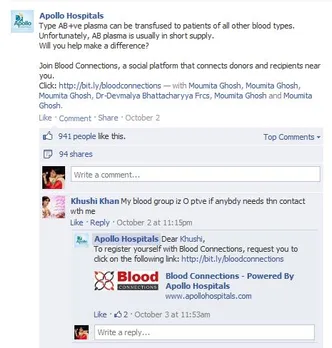 Blood Connections Apollo Hospitals Facebook Post