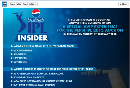 Pepsi Insider contest IPL 2013 Auctions 