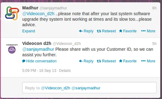 Videocon d2h twitter customer support