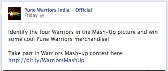 Pune Warriors Facebook Poor copy
