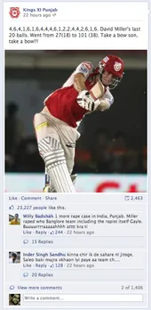 Kings XI Punjab Facebook Most famous post 