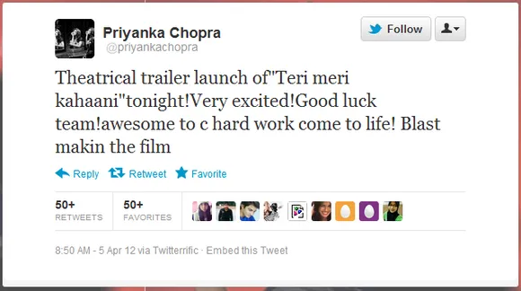 Straight from Priyanka Chopra's Twitter Handle