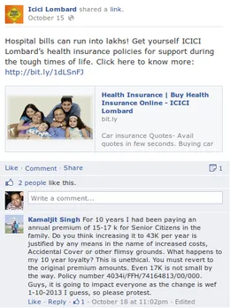 ICICI Lombard facebook post