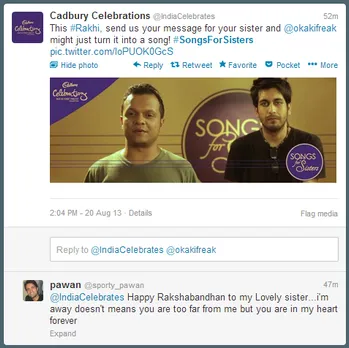 cadbury celebrations songs for sisters tweet