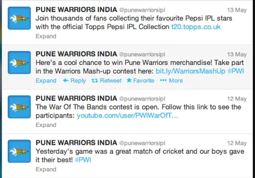 Pune Warriors Twitter Tweet-poor copy