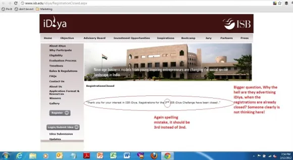 ISB Website, Copy Errors