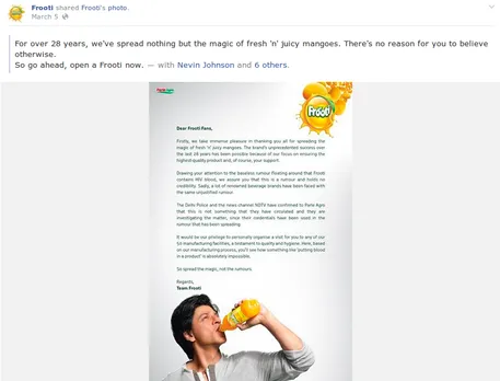 soft drinks - frooti fb content