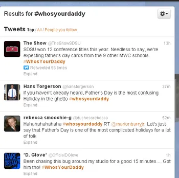 Twitter - Search - #whosyourdaddy
