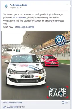 Volkswagen ace the race facebook post