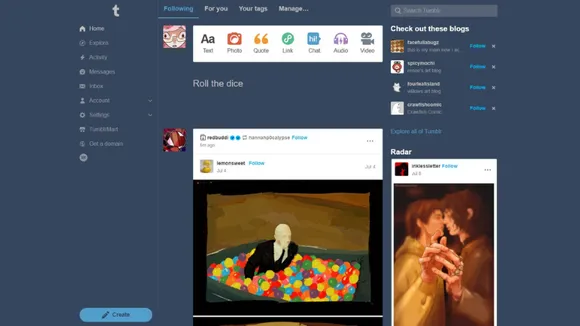 Tumblr changes its web interface taking notes from X