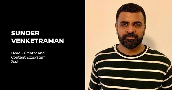 Sunder Venketraman joins Josh as Head - Creator and Content Ecosystem