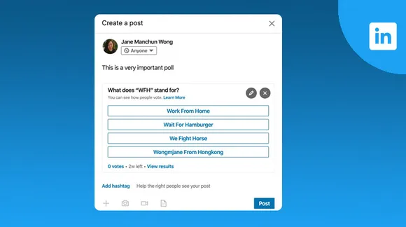 Testing: Linkedin works on Polls and Hashtag Presentation mode