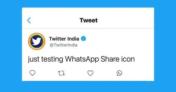 Twitter is testing 'Share To WhatsApp' button