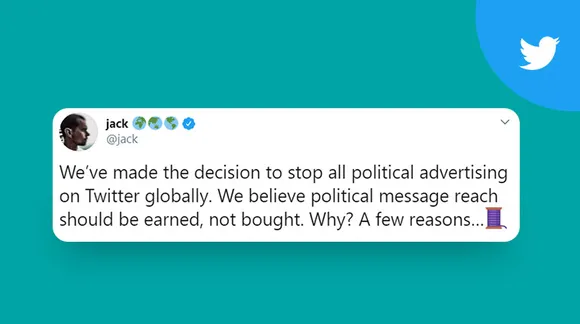 Twitter stops political advertising globally