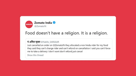 Zomato's tweet about religion garners mix reactions