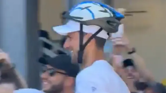 WATCH: Novak Djokovic wears helmet after bottle accident in Rome