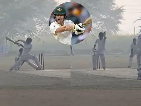 Young Indian kid imitating Steve Smith