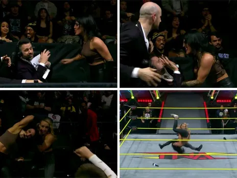 WATCH: Tessa Blanchard holds commentator's collar before being attacked by Jordynne Grace on TNA Impact