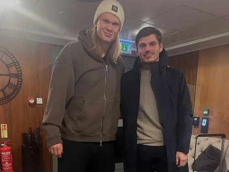 Max Verstappen and Erling Haaland met after the Manchester city match against Arsenal in the English premier league football match