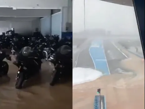 Jerez circuit in Spain is completely in flood as the MotoGP race is at risk