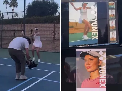 Elena Rybakina Ad Shoot for the Yonex tennis brand at the 2025 Indian wells