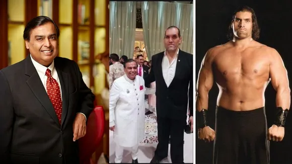 WATCH: The Great Khali meets Mukesh Ambani during Anant Ambani's wedding