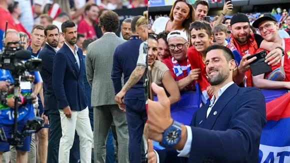 WATCH: Novak Djokovic gives his best wishes to the Serbian Football team during Euro match against Denmark