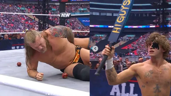 WATCH: Hook hits Chris Jericho with Cricket bat and cork ball at AEW 'All In'