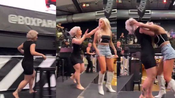 WATCH: Brawl breaks out between Toni Storm and Mariah May during All In celebration