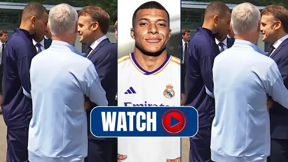 WATCH: Kylian Mbappé reveals to Macron his Real Madrid signing will become official on Monday afternoon