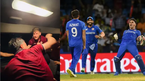 WATCH: Afghanistan players vigorously celebrate their historic T20 World Cup win over Australia inside team bus