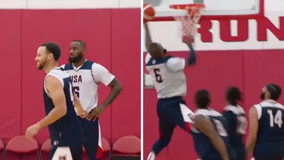 WATCH: LeBron James guides Stephen Curry and others during USA's practice session ahead of Paris Olympics