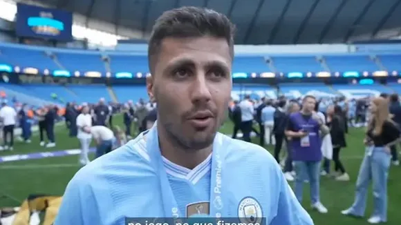 WATCH: Rodri takes dig and thanks Arsenal to help them win EPL