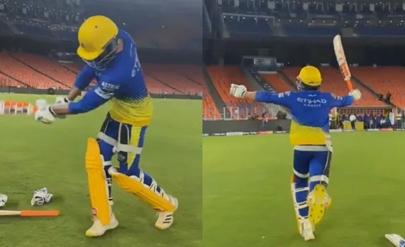 WATCH: CSK's Ravindra Jadeja imitates his IPL 2023 finals' winning shot during practice session