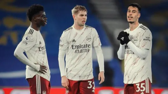 Bukayo Saka, Emile Smith Rowe and Gabriel Martinelli